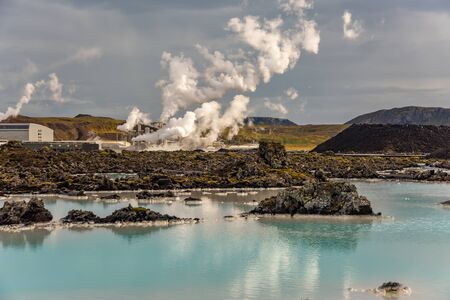 Geothermal power station at  Iceland. Popular tourist attractionの写真素材