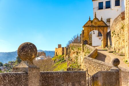 Puerta de Felipe V or Arco de Felipe V, Historic and Artistic Center of Ronda, Malaga, Andalusia,...