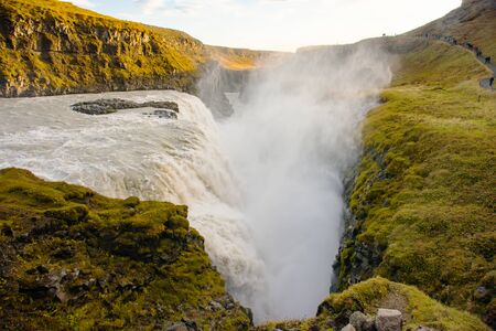 Icelandic Waterfall Gullfoss. Great landmark on Golden Circle of Iceland.