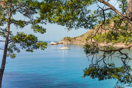 Coastline at Mediterranean sea near Fethiye Kabak Turkey. Warm sea, resort, relaxation, healthy...