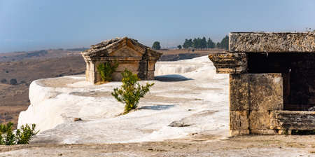 Hierapolis ancient city ruins Pamukkale Turkey.の写真素材