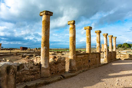 Ancient ruins in Paphos Archaeological Park Cyprusの写真素材