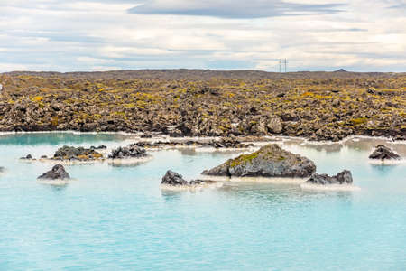 Lagoon natural resort thermal pool near Reykjavik, Icelandの写真素材