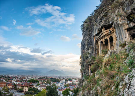 Lycian Rock Tombs Telmessos in Fethiye, Turkeyの写真素材
