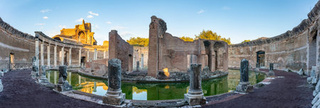 Villa Adriana or Hadrians Villa. Roman archaeological complex at Tivoli, Italyの写真素材