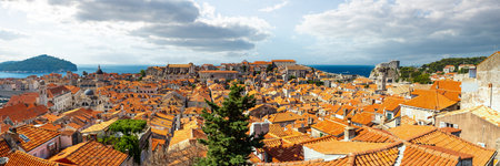 Panorama Dubrovnik Old Town roofs. Tourist attraction. Europe, Croatiaの写真素材