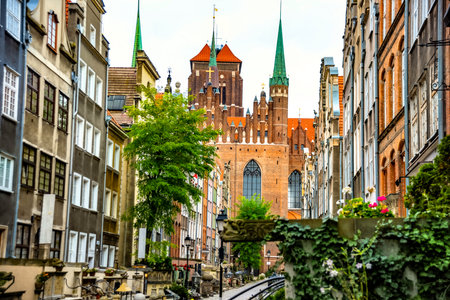 Architecture of Mariacka street in Gdansk is one of the most notable tourist attractions in Gdansk, Poland.の写真素材