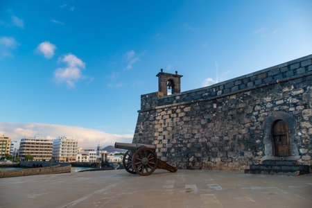 Historic Castillo de San Gabriel with Cannons at Arrecife Lanzaroteの写真素材