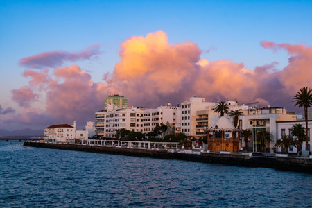 Arrecife Lanzarote Downtown with Historical Buildings On Sunriseの写真素材