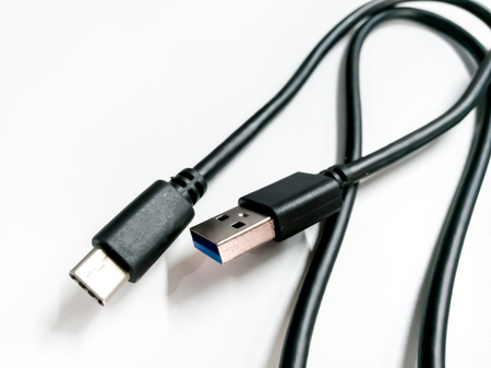 usb type-c cable white background isolated