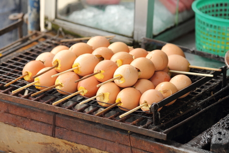 grilled eggs as a snack at one of Thailand's popular.の写真素材