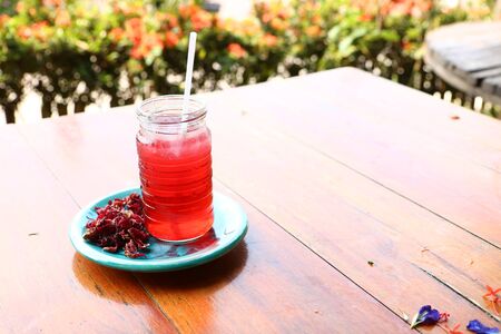 Roselle flower juice is Thai traditional herbal juice.