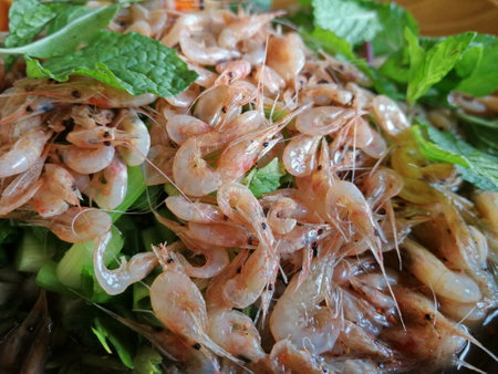 Shredded Shrimp Salad is a popular food to cook in the Northeast of Thailand.の写真素材