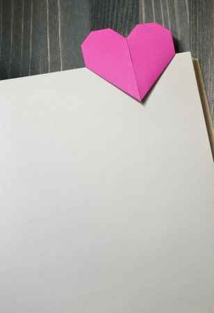 Pink heart of origami  Background for design on Valentineの写真素材