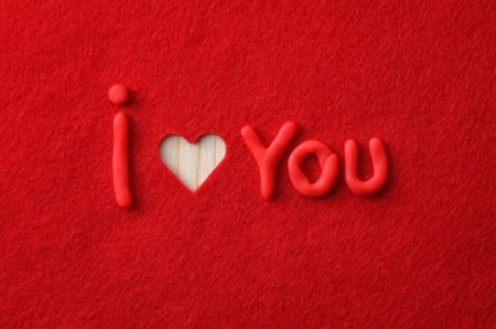 Letters on red felt  Declaration of loveの写真素材