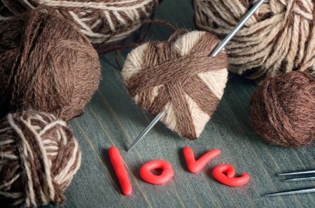 Still life with a heart of threads to Valentineの写真素材
