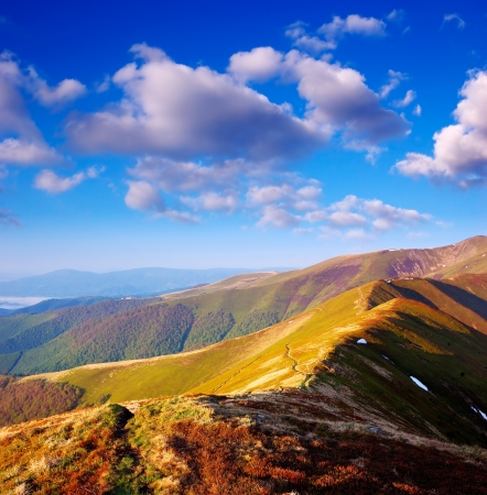 Autumn Landscape with a path in the mountainsの写真素材