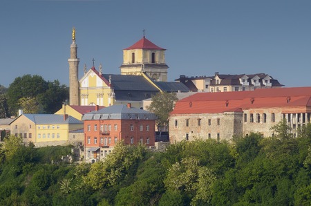 View of the Catholic Church  Attraction of the old town of Kamenetz-Podolsk  Ukraine, Europeの写真素材