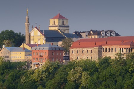 View of the Catholic Church  Attraction of the old town of Kamenetz-Podolsk  Ukraine, Europeの写真素材