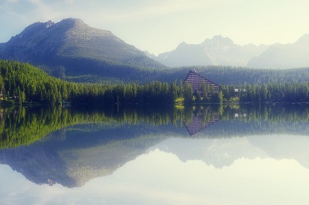 Resort Strbske Pleso, Slovakia.  Soft effect  Color toningの写真素材