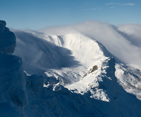 Winter landscape in the mountains  Sunny Dayの写真素材