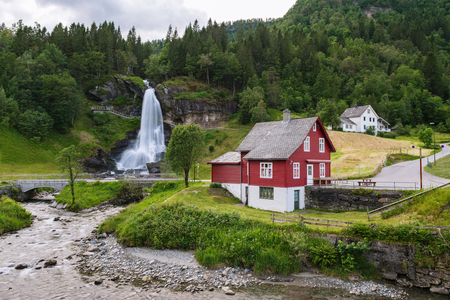 Steinsdalsfossen - one of the most popular waterfalls in Norway. Along National Tourist Route Hardangerの写真素材