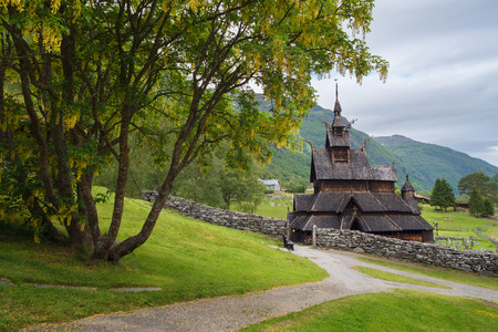 Borgund Stave Church - oldest preserved timber buildings. A memo of the wooden architecture of Norwayの写真素材