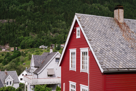 Norway, Odda, July 06, 2017: typical architecture of Norwegian housesのeditorial素材