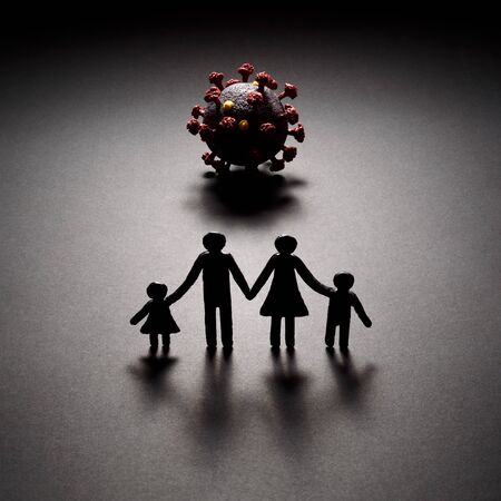 Threat from the new Coronavirus. COVID-19 pandemic is a challenge for every family. Human interdependenceの写真素材