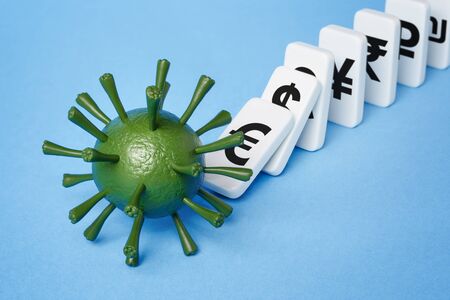 Coronavirus kills the economy. Covid 19 pandemic triggers global financial crisisの写真素材