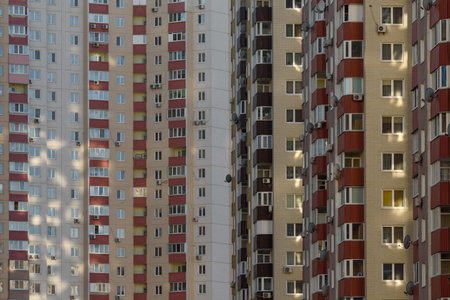 Abstract architectural background with apartment buildings in a growing city