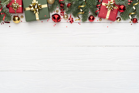 Holiday Background Featuring a Decorative Christmas Borderの写真素材