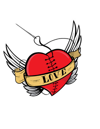 A heart with wings and love messasge.のイラスト素材