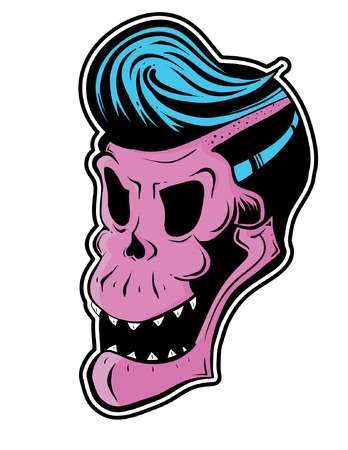 A Rockabilly style skull.のイラスト素材