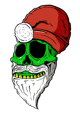 Skull wearing a holiday hat.のイラスト素材