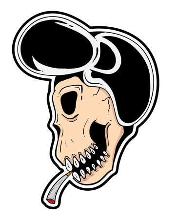 ROCKABILLY SKULL SMOKING A CIGARETTEのイラスト素材