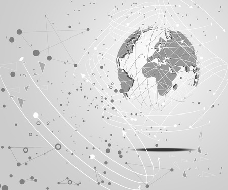 Abstract technology concept world digital link on hi tech white gray backgroundのイラスト素材