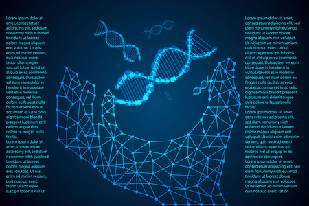 abstract science concept Hands digital link and DNA hi tech on backgroundのイラスト素材