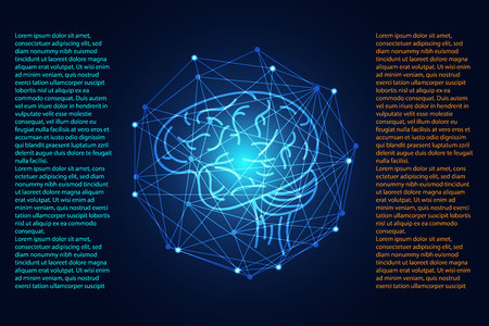 abstract technology science concept brain digital link onhi-tech blue backgroundのイラスト素材