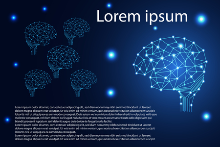 Abstract technology science concept brain digital link small and big on high technology blue background.のイラスト素材