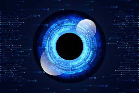 Abstract technology concept eye digital on hi-tech blue background.のイラスト素材