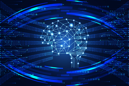 Abstract technology concept modern brain that connects the future world and can see everything on hi-tech background.のイラスト素材