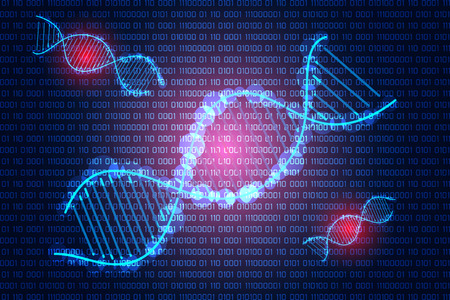 Abstract technology science concept DNA binary on hi-tech background.のイラスト素材
