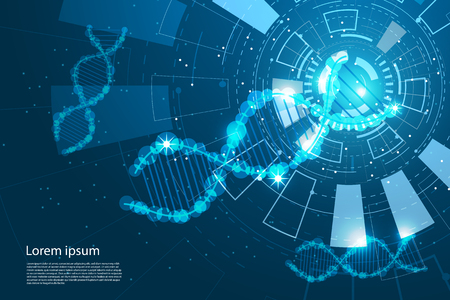 Abstract technology concept DNA the future circle Interface technology on futuristic blue background.のイラスト素材