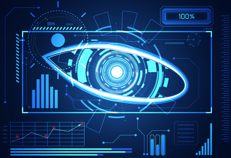 Abstract technology science concept eye circle data health digital futuristic blue background.のイラスト素材