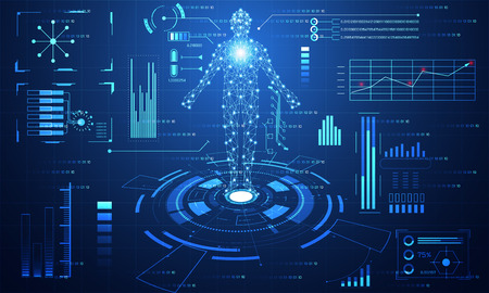 Abstract technology ui futuristic concept hud interface hologram elements of digital data chart.のイラスト素材