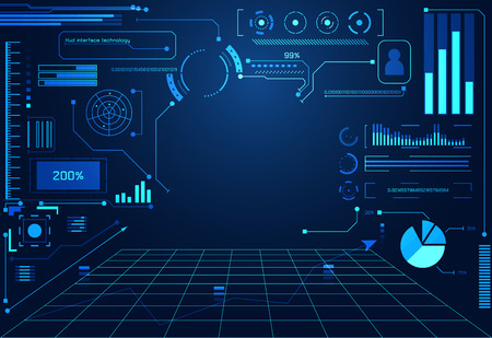 Abstract technology ui futuristic concept hud interface hologram elements of digital data chart.のイラスト素材