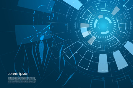 Abstract technology concept business man and future circle Interface technology on futuristic background.のイラスト素材