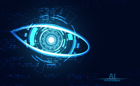 abstract technology science concept eye circle data health digital : hud interface elements of program hi tech power of future : robot,Artificial intelligence,computer and world future.のイラスト素材