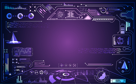 abstract technology ui futuristic concept Ai hud interface hologram elements of digital data chart, communication, computing and circle percent vitality innovation on hi tech future design backgroundのイラスト素材